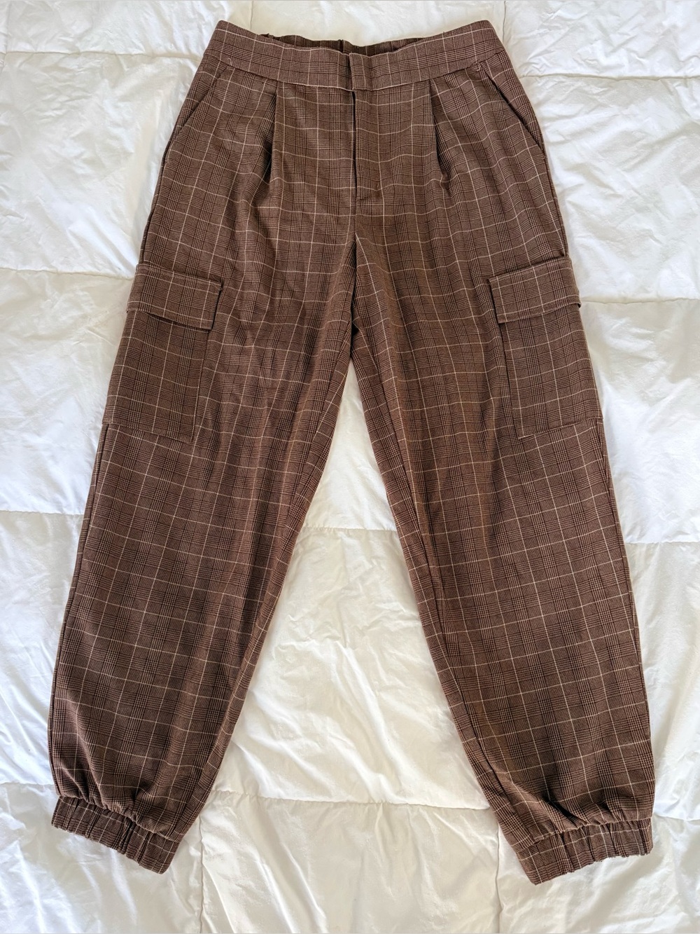 a new day Brown Plaid Cargo Jogger Pants
